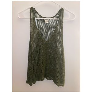 Green knit tank top